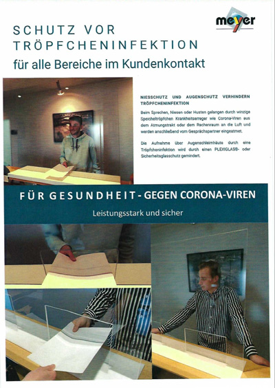 Tischlerei Helmut Meyer GmbH - Schutz vor Tröpcheninfektion